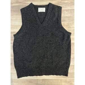 Vtg 70s Christian Dior Sweater Vest Mens‎ Large 100% Lambswool Black Pullover